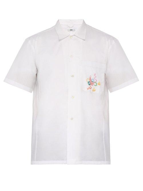 Matchesfashion.com Bode - Embroidered Short Sleeved Cotton Shirt - Mens - White