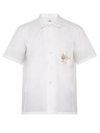 Matchesfashion.com Bode - Embroidered Short Sleeved Cotton Shirt - Mens - White
