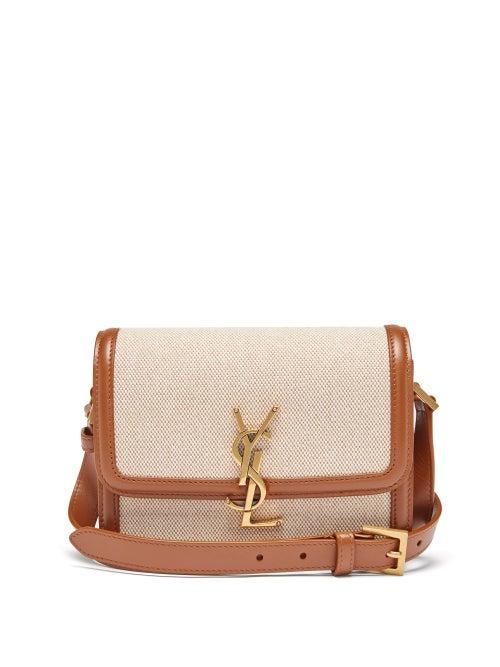 Saint Laurent - Solferino Ysl-plaque Canvas Shoulder Bag - Womens - Tan Multi