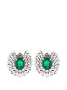 Matchesfashion.com Balenciaga - Crystal Embellished Floral Stud Earrings - Womens - Green