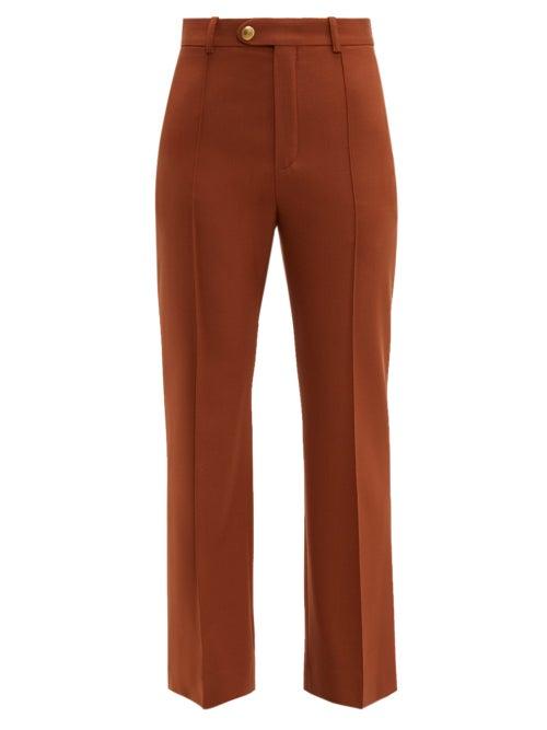 Matchesfashion.com Chlo - High Rise Cropped Wool Blend Trousers - Womens - Brown