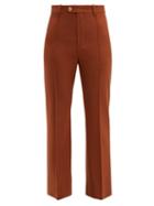 Matchesfashion.com Chlo - High Rise Cropped Wool Blend Trousers - Womens - Brown