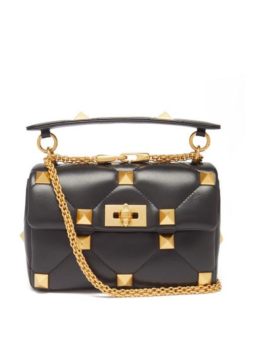 Valentino Garavani - Roman Stud Medium Quilted-leather Shoulder Bag - Womens - Black