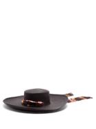 Matchesfashion.com Sensi Studio - Cordovez Satin Tie Straw Hat - Womens - Black