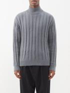 Le17septembre Homme - Cable-knit High-neck Sweater - Mens - Blue