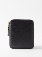Comme Des Garons Wallet - Roots-embossed Leather Zip-around Wallet - Mens - Black