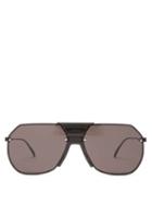 Matchesfashion.com Bottega Veneta - Navigator Metal Sunglasses - Womens - Black Grey