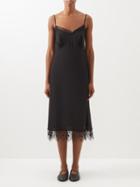 Simone Rocha - Lace-trim Crepe De Chine Midi Slip Dress - Womens - Black