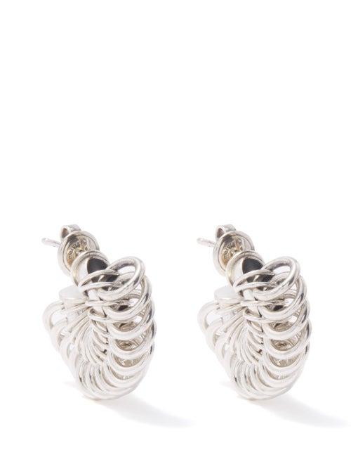 Bottega Veneta - Disc Sterling Silver Hoop Earrings - Womens - Silver