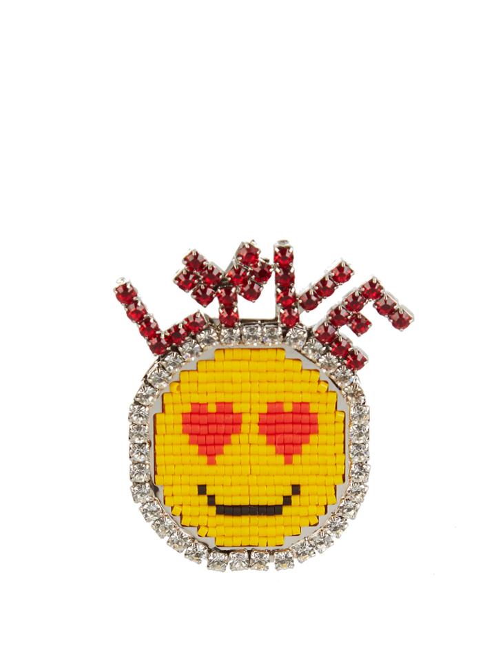 Shourouk Emojibling Love Smiley Face Brooch