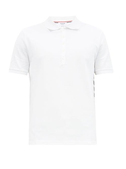 Matchesfashion.com Thom Browne - Logo-stripe Cotton-piqu Polo - Mens - White