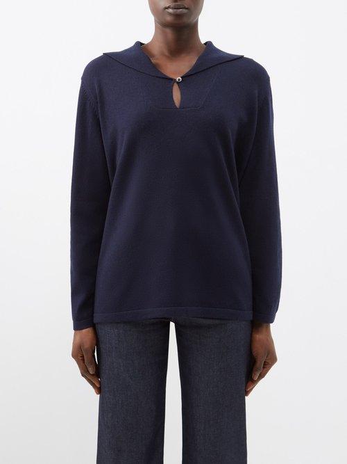 A.p.c. - Gabriela V-neck Recycled Cashmere-blend Sweater - Womens - Dark Navy