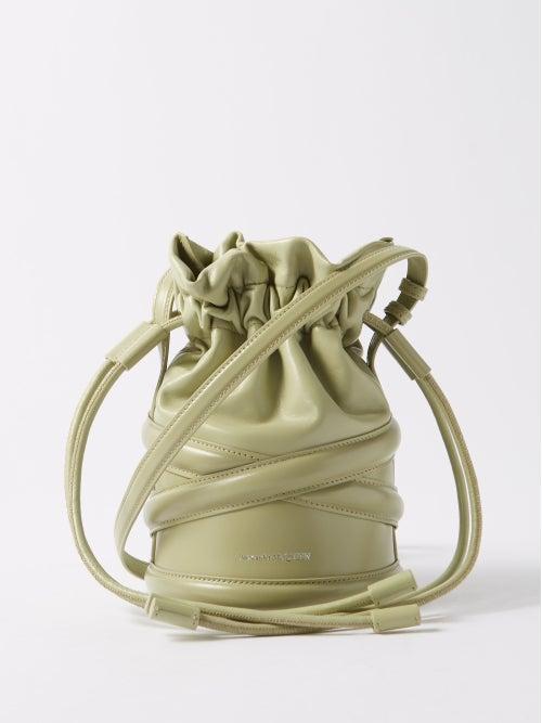 Alexander Mcqueen - The Curve Drawstring Leather Cross-body Bag - Womens - Green