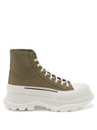 Alexander Mcqueen - Tread Slick Chunky-sole Canvas High-top Trainers - Mens - Khaki White