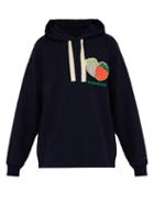 Matchesfashion.com Acne Studios - Fagen Strawberry Print Cotton Hooded Sweatshirt - Mens - Navy