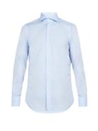 Matchesfashion.com Finamore 1925 - Double Cuff Cotton Shirt - Mens - Light Blue