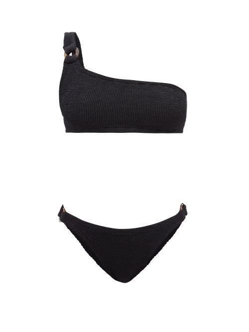 Ladies Beachwear Hunza G - Zadie One-shoulder Crinkle-jersey Bikini - Womens - Black