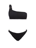 Ladies Beachwear Hunza G - Zadie One-shoulder Crinkle-jersey Bikini - Womens - Black