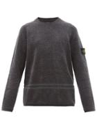 Matchesfashion.com Stone Island - Logo Patch Cotton Chenille Sweater - Mens - Dark Grey