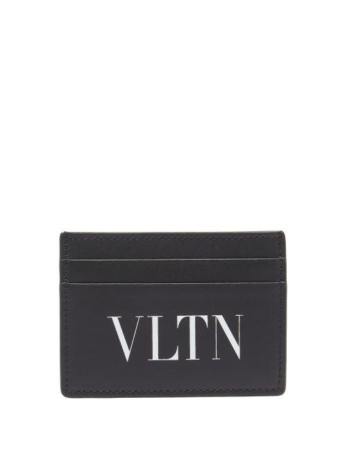 Matchesfashion.com Valentino Garavani - Vltn-logo Leather Cardholder - Mens - Black White