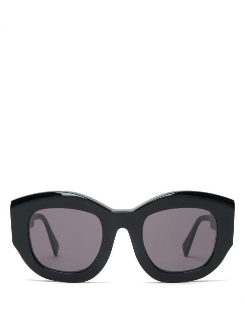 Mens Eyewear Kuboraum - Oversized Square Acetate Sunglasses - Mens - Black
