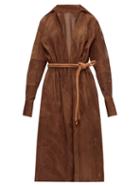 Matchesfashion.com Fendi - Belted Perforated-suede Dress - Womens - Brown