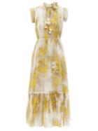 Matchesfashion.com Zimmermann - Botanica Abstract-print Chiffon Dress - Womens - Yellow Print