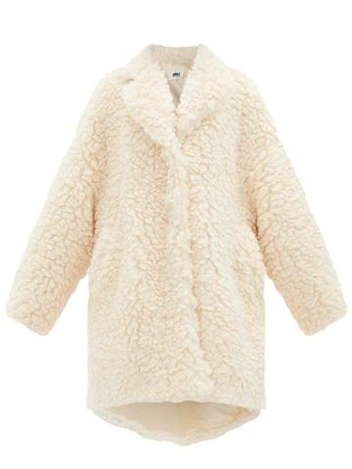 Ladies Rtw Mm6 Maison Margiela - Faux-shearling Cocoon Coat - Womens - Cream
