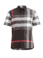Matchesfashion.com Burberry - Somerton Nova-check Cotton-blend Poplin Shirt - Mens - Black