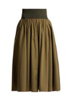 Matchesfashion.com Roksanda - Jeira High Rise Cotton Midi Skirt - Womens - Dark Green