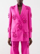 Valentino - Crepe Couture Appliqu Wool-blend Jacket - Womens - Pink