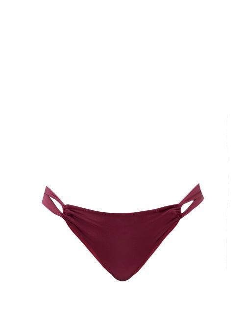 Ladies Beachwear Sara Cristina - Narcissus Gathered-side Bikini Briefs - Womens - Burgundy