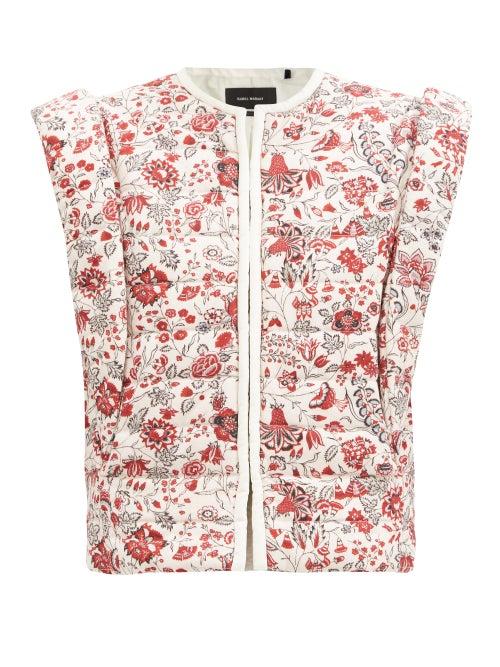 Matchesfashion.com Isabel Marant - Adiena Quilted Floral-print Cotton Gilet - Womens - Multi