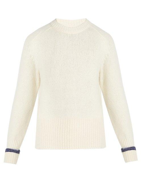 Matchesfashion.com Maison Margiela - Crew Neck Cashmere And Wool Blend Sweater - Mens - White