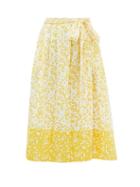 Matchesfashion.com Thierry Colson - Java Abstract-print Cotton Wrap Skirt - Womens - Yellow