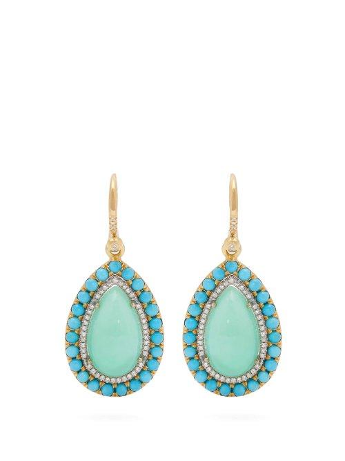 Matchesfashion.com Irene Neuwirth - 18kt Gold, Chrysoprase & Turquoise Earrings - Womens - Green