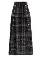 Matchesfashion.com Dolce & Gabbana - High-rise Cotton-blend Tweed Midi Skirt - Womens - Black White