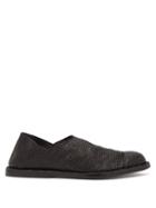Matchesfashion.com Ann Demeulemeester - Woven Collapsible Back Leather Loafers - Womens - Black