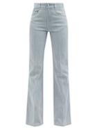 Chlo - Topstitched High-rise Flared-leg Jeans - Womens - Light Denim