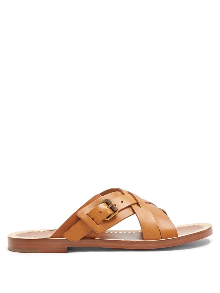 Christian Louboutin Emir Crossover Strap Leather Slides