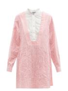 Ladies Beachwear Thierry Colson - Victoria Crinkled Stripe Cotton-sateen Shirt Dress - Womens - Pink Stripe