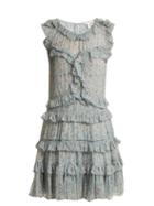 Matchesfashion.com Rebecca Taylor - Floral Print Ruffle Trimmed Silk Chiffon Dress - Womens - Green Print