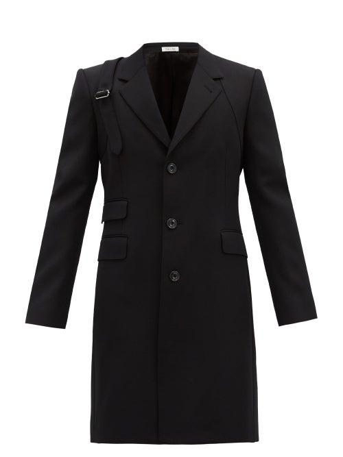 Matchesfashion.com Alexander Mcqueen - Harness-strap Single-breasted Wool-twill Coat - Mens - Black