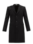 Matchesfashion.com Alexander Mcqueen - Harness-strap Single-breasted Wool-twill Coat - Mens - Black
