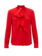 Matchesfashion.com Another Tomorrow - Tie-neck Crepe Blouse - Womens - Red
