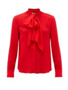 Matchesfashion.com Another Tomorrow - Tie-neck Crepe Blouse - Womens - Red