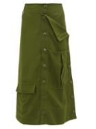 Matchesfashion.com Jacquemus - Monceau Patch Pocket Canvas Midi Skirt - Womens - Dark Green