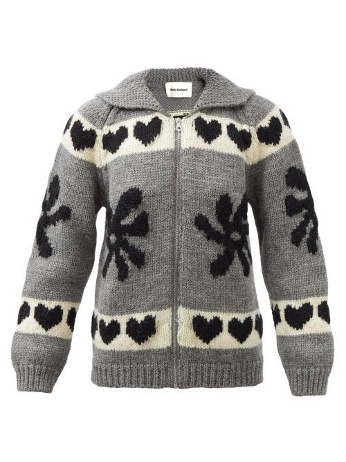Molly Goddard - Evita Flower-intarsia Lambswool Cardigan - Womens - Grey