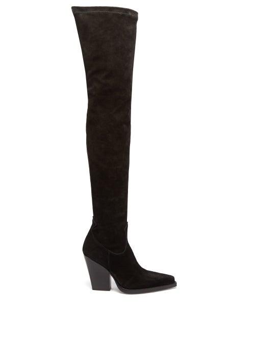Paris Texas - Vegas Suede Over-the-knee Boots - Womens - Black