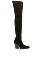 Paris Texas - Vegas Suede Over-the-knee Boots - Womens - Black